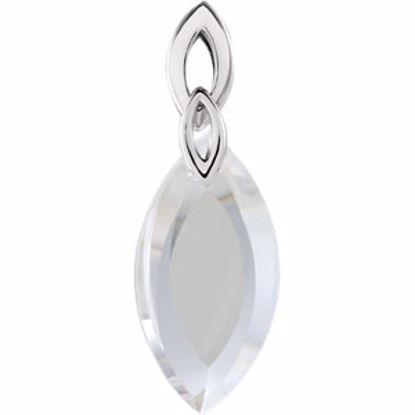 69883:102:P Sterling Silver 36x12x7mm Clear Quartz Marquise Shaped Pendant