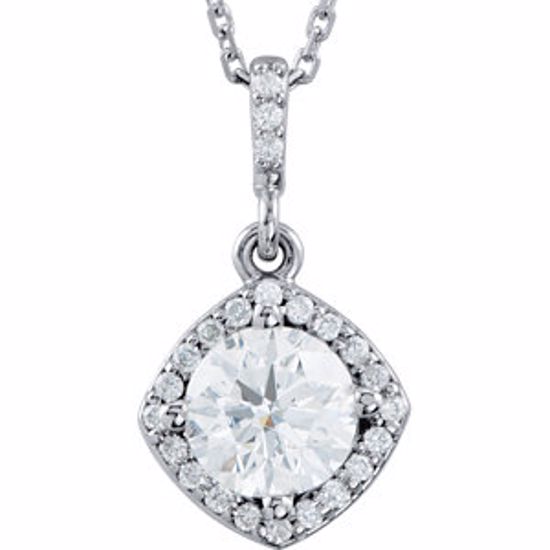 85306:60000:P 14kt White 3/8 CTW Diamond Halo-Styled 18" Necklace