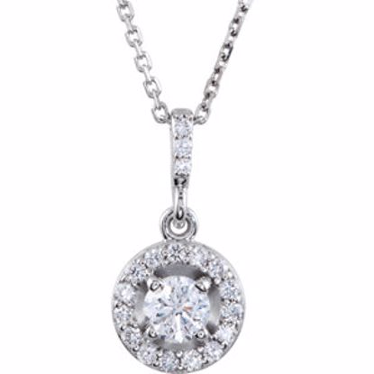 85304:60000:P 14kt White 1/2 CTW Diamond Halo-Styled 18" Necklace