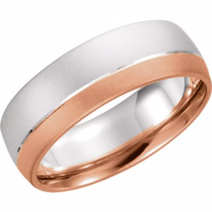 50589:60112:P 14kt White & Rose 7mm Bonded Band Size 9.5