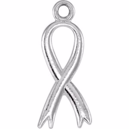 R45322:1003:P Sterling Silver Breast Cancer Awareness Ribbon Charm 