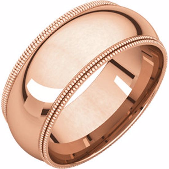 DMGR11:295984:P 14kt Rose 8mm Double Milgrain Comfort Fit Band