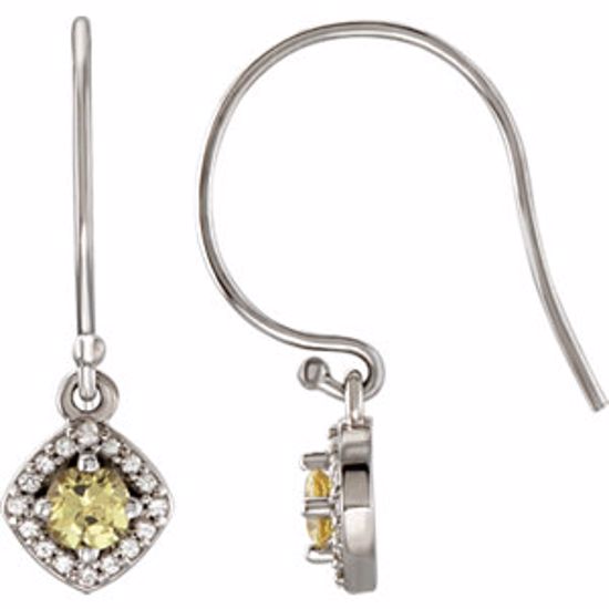 69904:101:P 14kt White Halo-Styled Sapphire Dangle Earrings