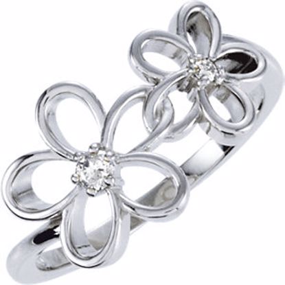 122008:60002:P Sterling Silver .07 CTW Diamond Floral Design Ring 