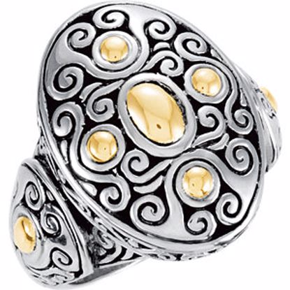 51151:101:P Sterling Silver & 18kt Yellow Filigree Ring Size 7