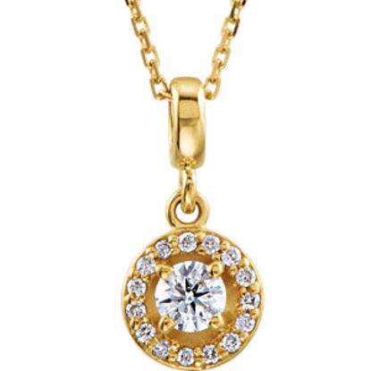 85303:60003:P 14kt Yellow Halo-Styled 1/4 CTW Diamond Pendant for Round Center