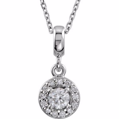 85303:60000:P 14kt White Halo-Styled 1/5 CTW Diamond Pendant for Round Center