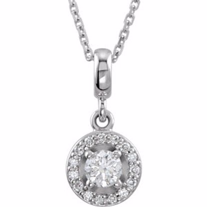 85303:60001:P 14kt White Halo-Styled 1/4 CTW Diamond Pendant for Round Center