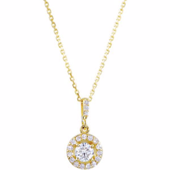 85304:60007:P 14kt Yellow 1 1/4 CTW Diamond Halo-Styled 18" Necklace