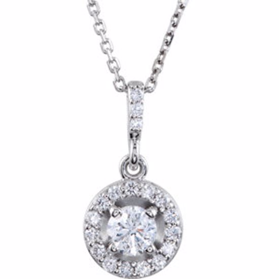 85304:60001:P 14kt White 3/4 CTW Diamond Halo-Styled 18" Necklace