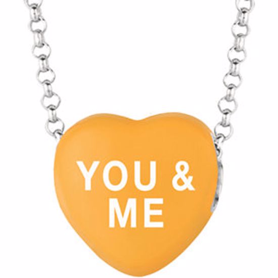 85503:102:P Sweethearts® Orange Enamel "You & Me" Heart on 16" Necklace with Gift Box