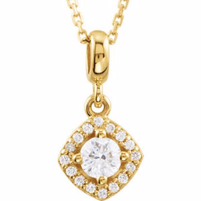 85305:60003:P 14kt Yellow 1/3 CTW Diamond Halo-Style 18" Necklace