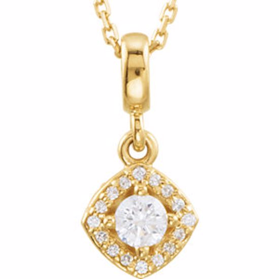 85305:60002:P 14kt Yellow 1/5 CTW Diamond Halo-Style 18" Necklace