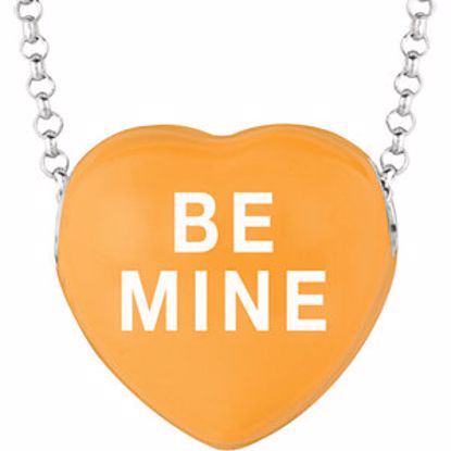 85503:109:P Sweethearts® Orange Enamel "Be Mine" Heart on 16" Necklace with Gift Box