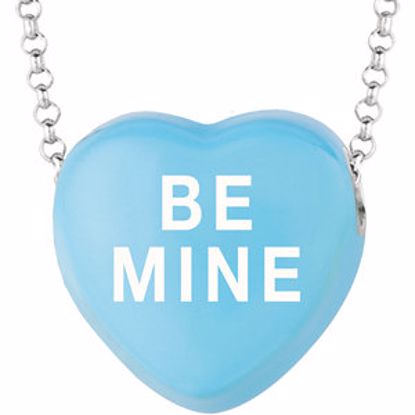 85503:110:P Sweethearts® Blue Enamel "Be Mine" Heart on 16" Necklace with Gift Box