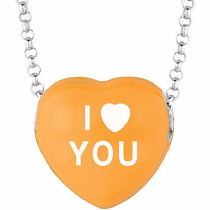 85503:116:P Sweethearts® Orange Enamel "I Heart You" Heart on 16" Necklace with Gift Box