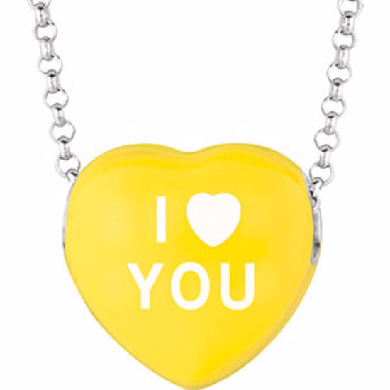 85503:121:P Sweethearts® Yellow Enamel "I Heart You" Heart on 16" Necklace with Gift Box