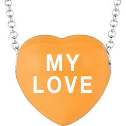 85503:122:P Sweethearts® Orange Enamel "My Love" Heart on 16" Necklace with Gift Box