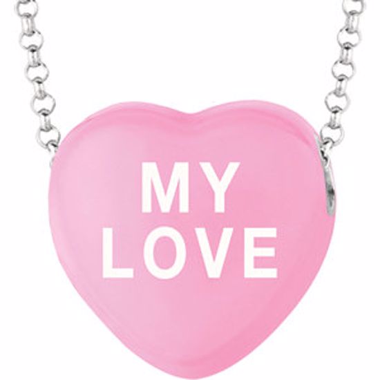 85503:124:P Sweethearts® Dark Pink Enamel "My Love" Heart on 16" Necklace with Gift Box