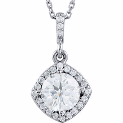 85306:60001:P 14kt White 5/8 CTW Diamond Halo-Styled 18" Necklace