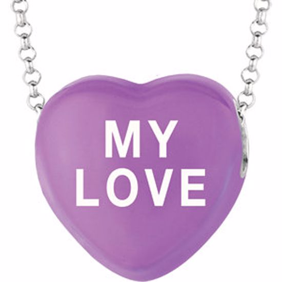 85503:127:P Sweethearts® Purple Enamel "My Love" Heart on 16" Necklace with Gift Box