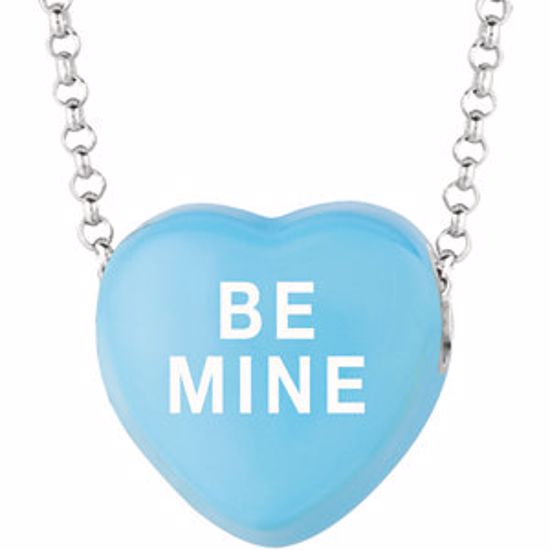 85503:143:P Sweethearts® Blue Enamel "Be Mine" Heart on 16" Necklace with Gift Box