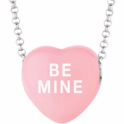 85503:147:P Sweethearts® Light Pink Enamel "Be Mine" Heart on 16" Necklace with Gift Box