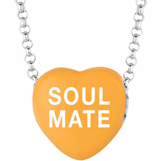 85503:150:P Sweethearts® Orange Enamel "Soul Mate" Heart on 16" Necklace with Gift Box