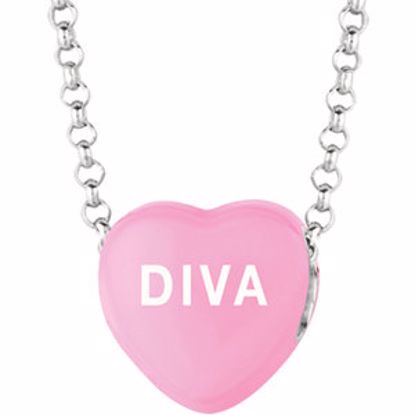 85503:160:P Sweethearts® Dark Pink Enamel "Diva" Heart on 16" Necklace with Gift Box