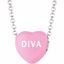 85503:160:P Sweethearts® Dark Pink Enamel "Diva" Heart on 16" Necklace with Gift Box