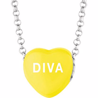 85503:163:P Sweethearts® Yellow Enamel "Diva" Heart on 16" Necklace with Gift Box