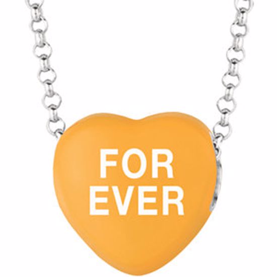 85503:165:P Sweethearts® Orange Enamel "Forever" Heart on 16" Necklace with Gift Box