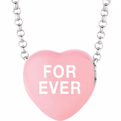 85503:169:P Sweethearts® Light Pink Enamel "Forever" Heart on 16" Necklace with Gift Box