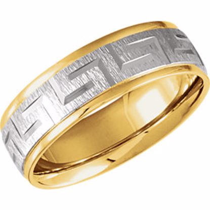 5967:298605:P 14kt White & Yellow 7mm Two-Tone Comfort Fit Design Band Size 16