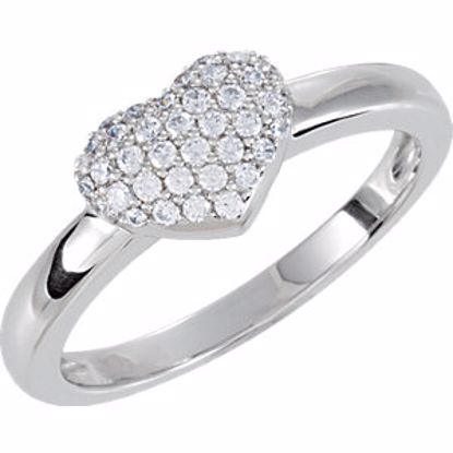 69925:201:P Sterling Silver Cubic Zirconia Pave Heart Ring Size 7