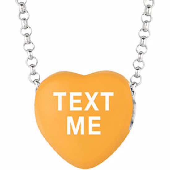 85503:192:P Sweethearts® Orange Enamel "Text Me" Heart on 16" Necklace with Gift Box