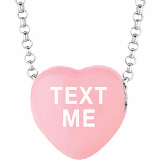 85503:196:P Sweethearts® Light Pink Enamel "Text Me" Heart on 16" Necklace with Gift Box