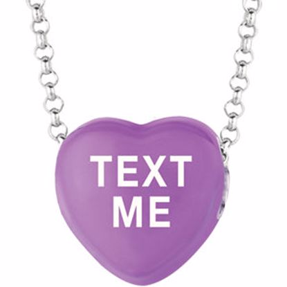 85503:197:P Sweethearts® Purple Enamel "Text Me" Heart on 16" Necklace with Gift Box