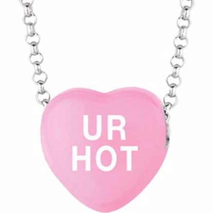 85503:202:P Sweethearts® Dark Pink Enamel "UR Hot" Heart on 16" Necklace with Gift Box