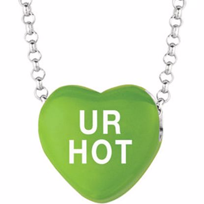 85503:203:P Sweethearts® Green Enamel "UR Hot" Heart on 16" Necklace with Gift Box