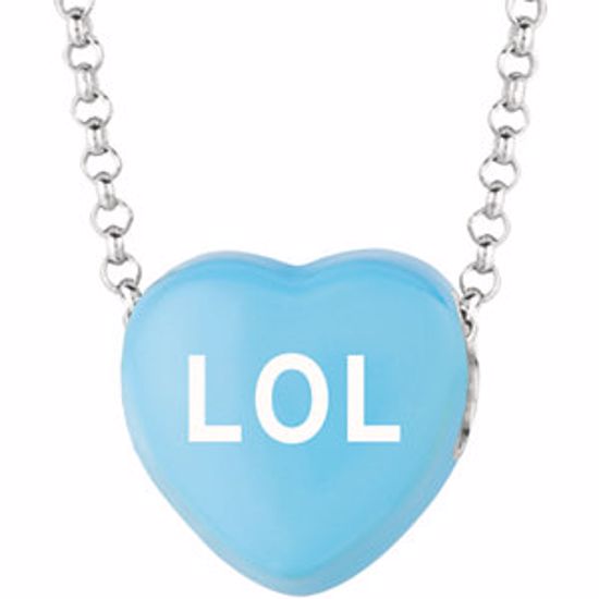 85503:214:P Sweethearts® Blue Enamel "LOL" Heart on 16" Necklace with Gift Box