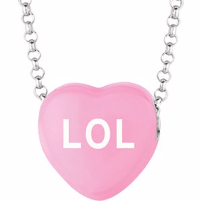 85503:215:P Sweethearts® Dark Pink Enamel "LOL" Heart on 16" Necklace with Gift Box