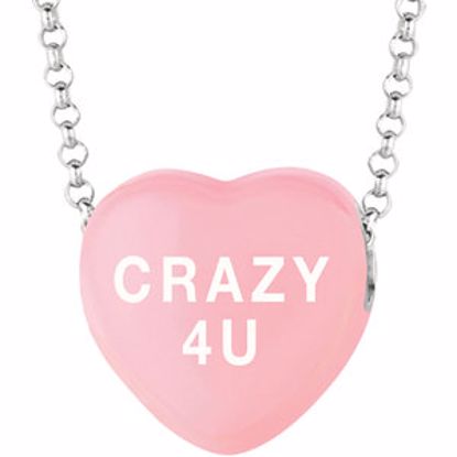 85503:210:P Sweethearts® Light Pink Enamel "Crazy 4 U" Heart on 16" Necklace with Gift Box