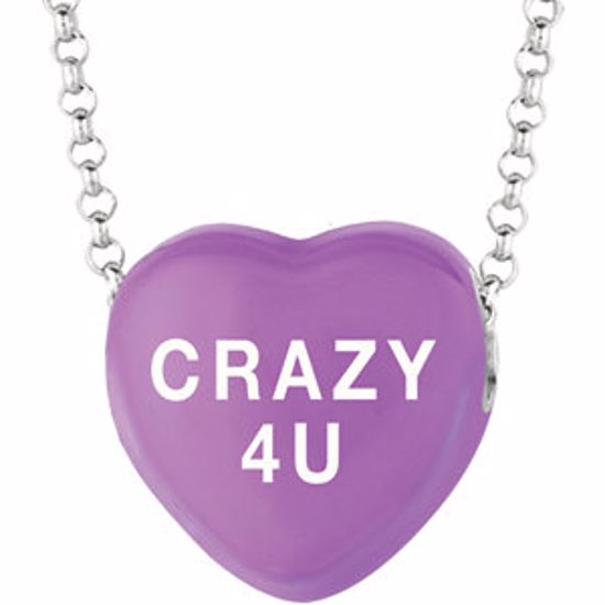 85503:211:P Sweethearts® Purple Enamel "Crazy 4 U" Heart on 16" Necklace with Gift Box