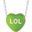 85503:216:P Sweethearts® Green Enamel "LOL" Heart on 16" Necklace with Gift Box