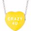 85503:212:P Sweethearts® Yellow Enamel "Crazy 4 U" Heart on 16" Necklace with Gift Box