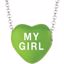 85503:224:P Sweethearts® Green Enamel "My Girl" Heart on 16" Necklace with Gift Box