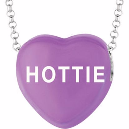 85503:233:P Sweethearts® Purple Enamel "Hottie" Heart on 16" Necklace with Gift Box