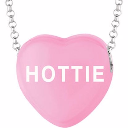 85503:230:P Sweethearts® Dark Pink Enamel "Hottie" Heart on 16" Necklace with Gift Box