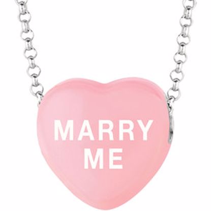 85503:133:P Sweethearts® Light Pink Enamel "Marry Me" Heart on 16" Necklace with Gift Box